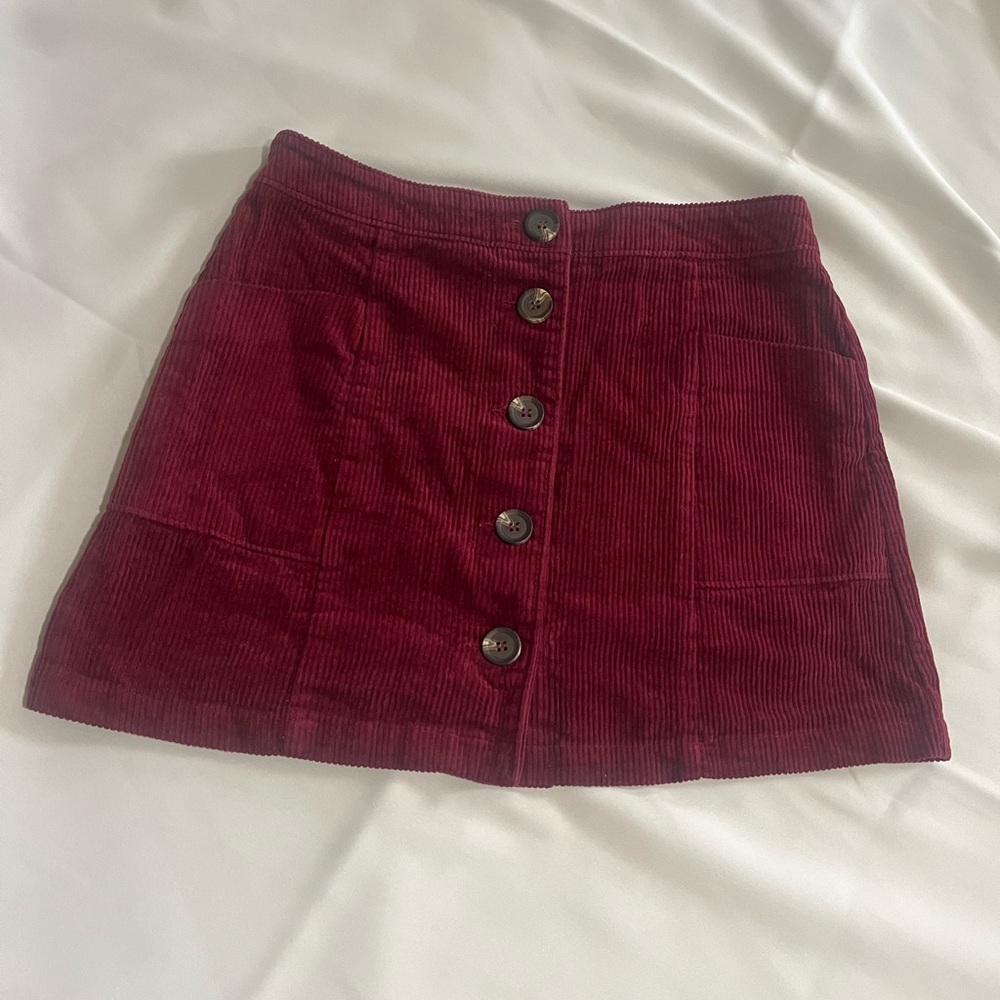 Burgundy Chloe & Katie Corduroy Button-Front Skirt Size Women’s Large L